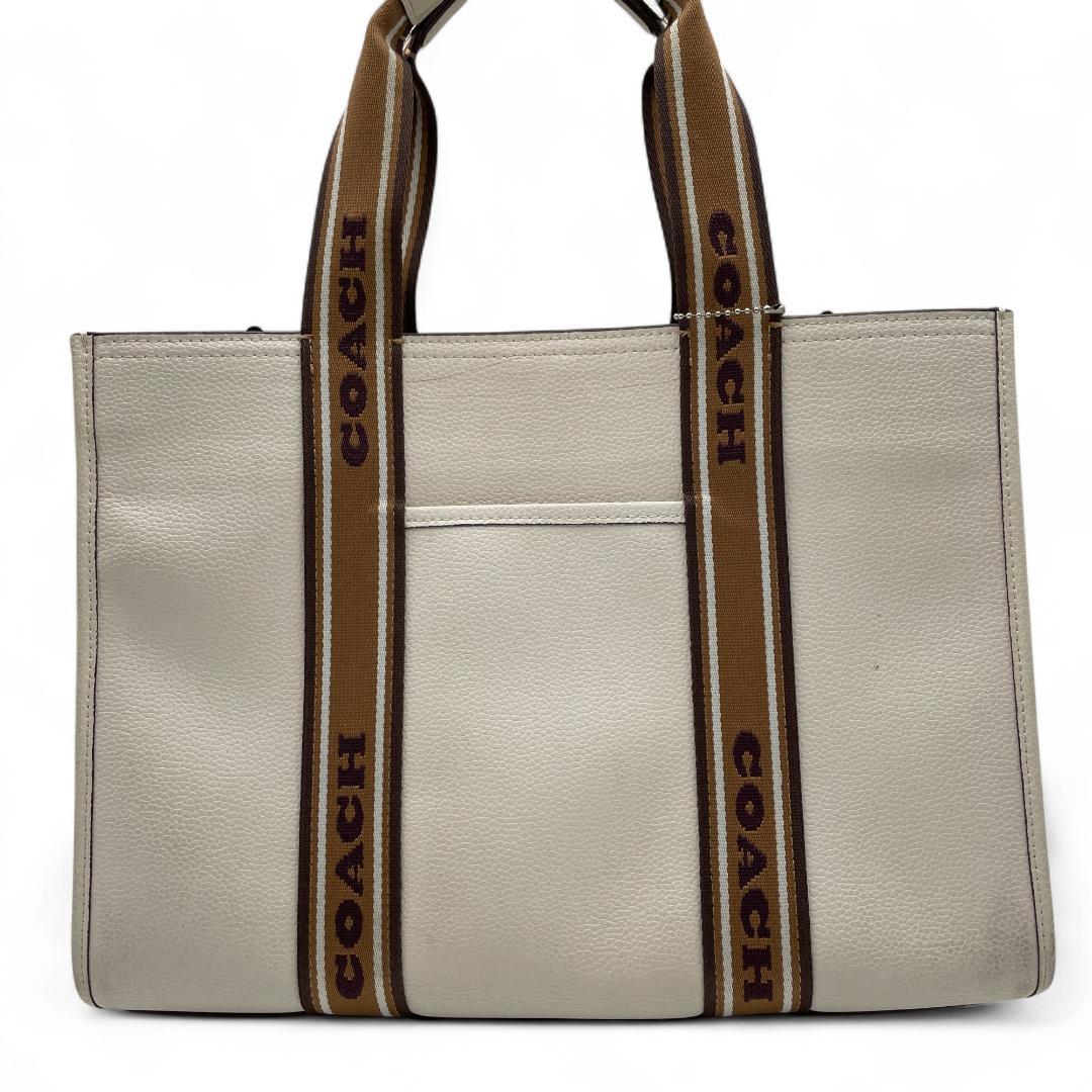 良品 COACH トートバッグ レザー ホワイト スミス 2way CM067