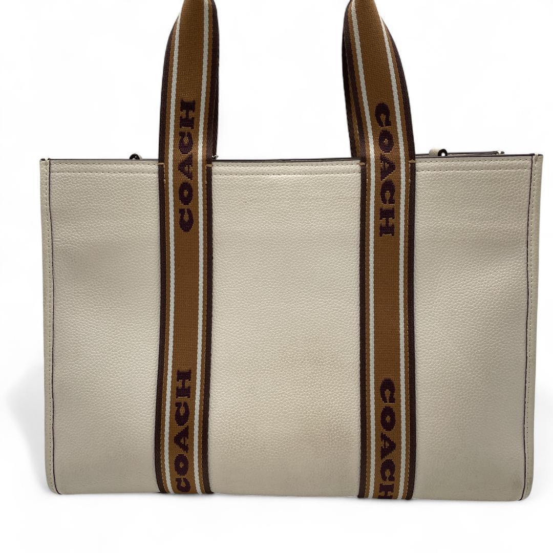 良品 COACH トートバッグ レザー ホワイト スミス 2way CM067