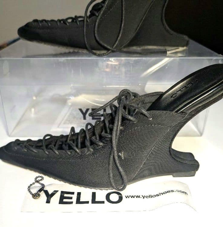 【YELLO 】レースアップミュールパンプス Mサイズ23.5cm 黒