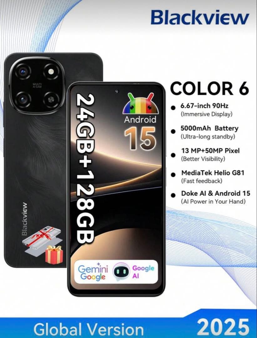 Blackview COLOR6 24GB(8+16)RAM128GB 黒 本体