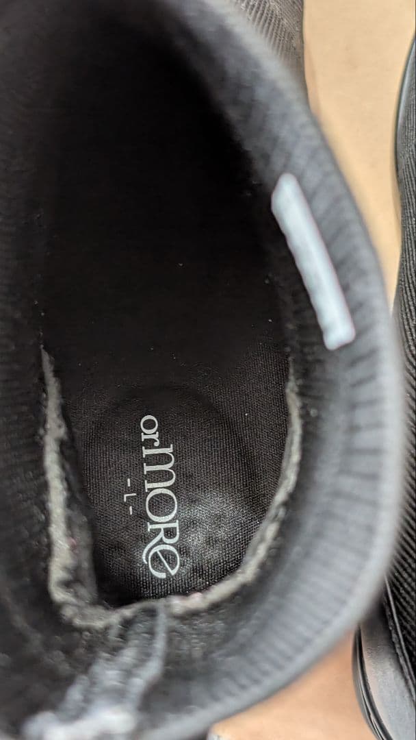 【値下げ】orMORE（オアモア） ヒールアップブーツ　ニットタイプ　Lサイズ