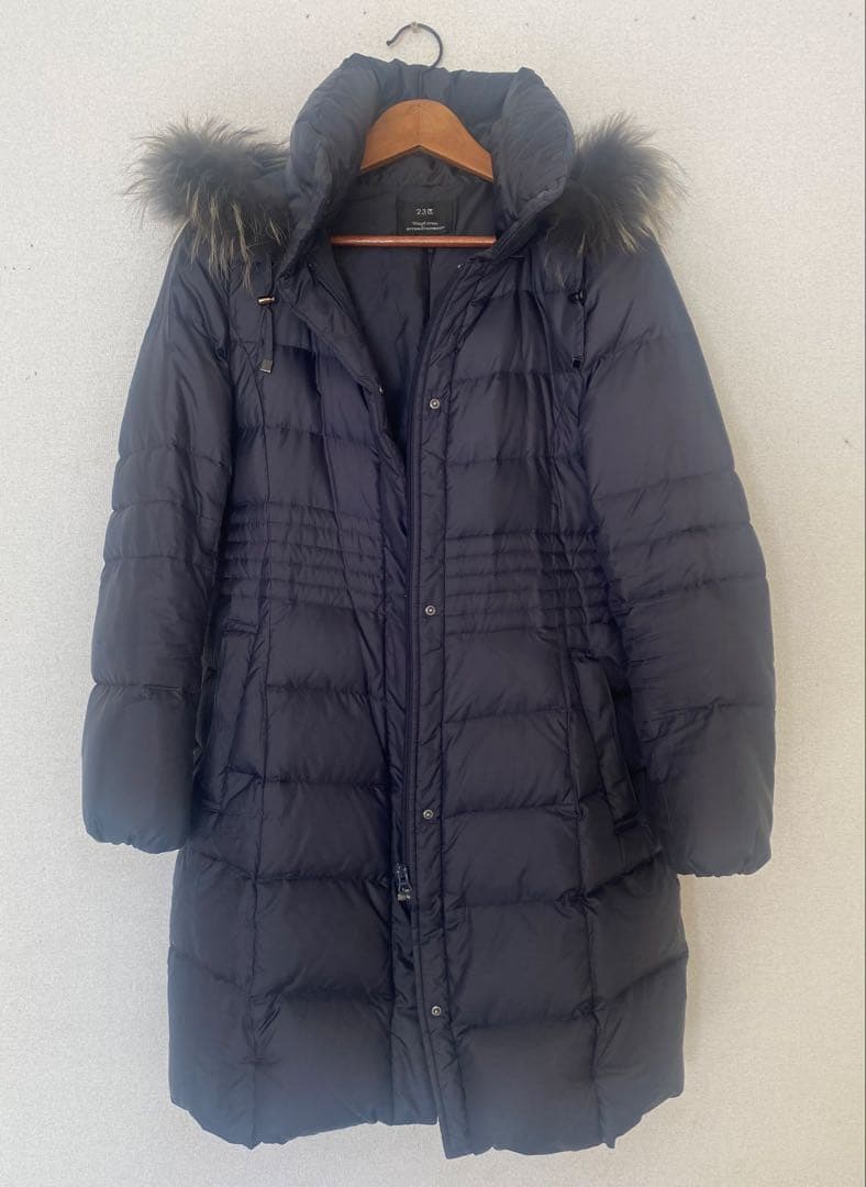 美品✨23区 ダウンコート　ネイビー サイズ38
