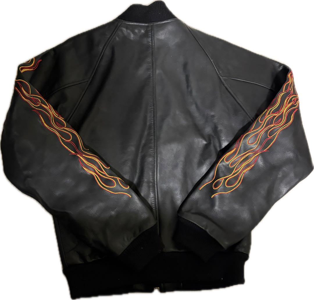 レア☆ビンテージ☆美品☆KADOYA (カドヤ)フレイム刺繍 レザージャケット