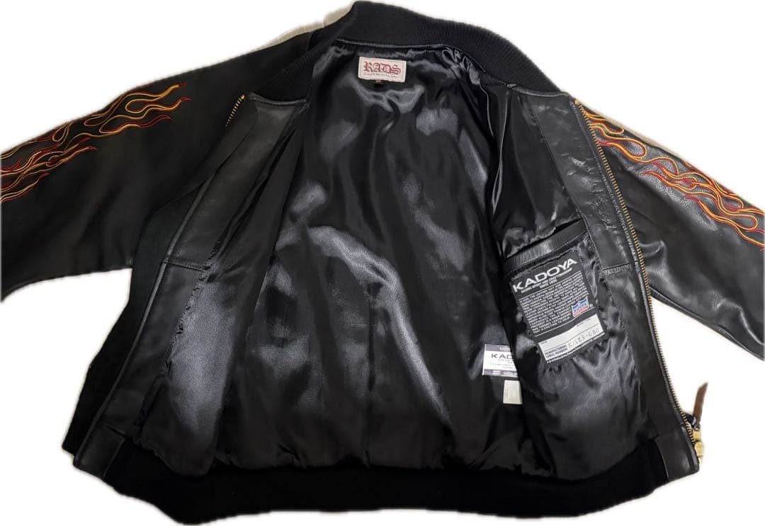 レア☆ビンテージ☆美品☆KADOYA (カドヤ)フレイム刺繍 レザージャケット