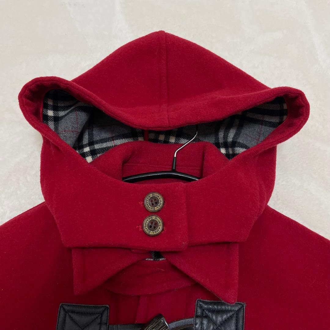 【美品】バーバリーブルーレーベル ノバチェック ダッフルコート レッド グレー