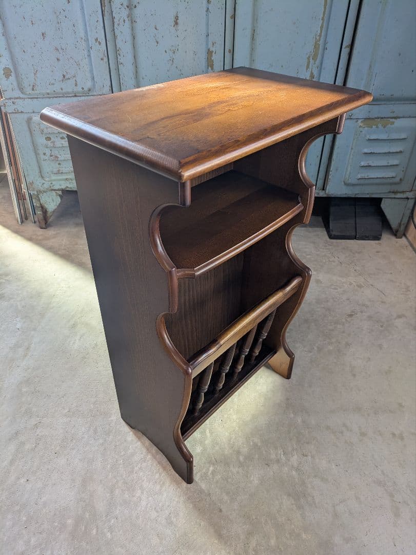 オールド　カリモク　karimoku 木製 収納棚　マガジンラック 電話台