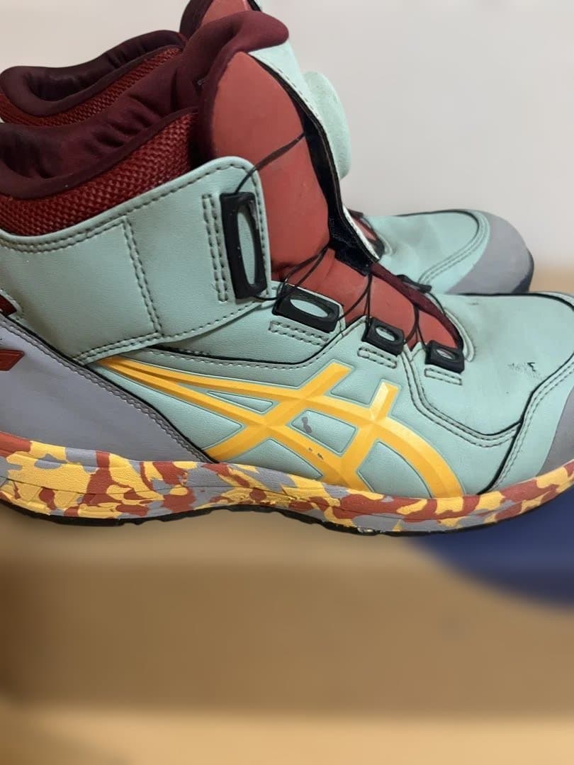 asics 安全靴 ミントグリーン/バーガンディ
