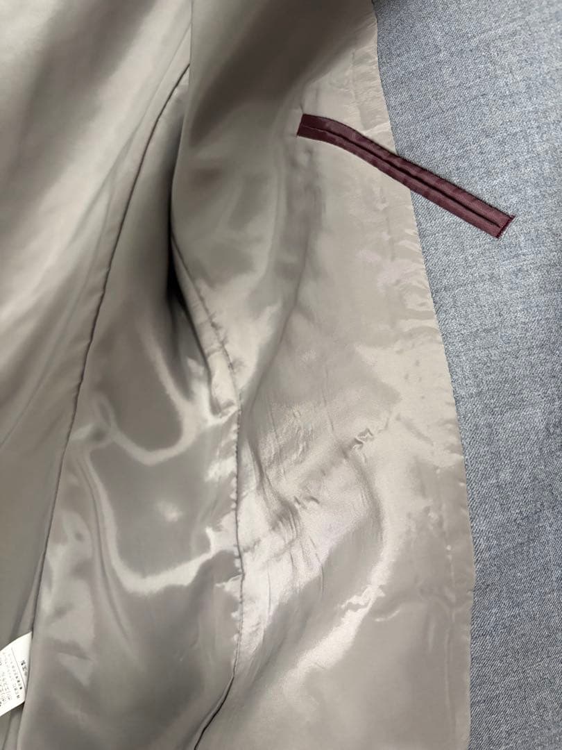 グレー ノーカラー パンツスーツ　greeen label relaxing