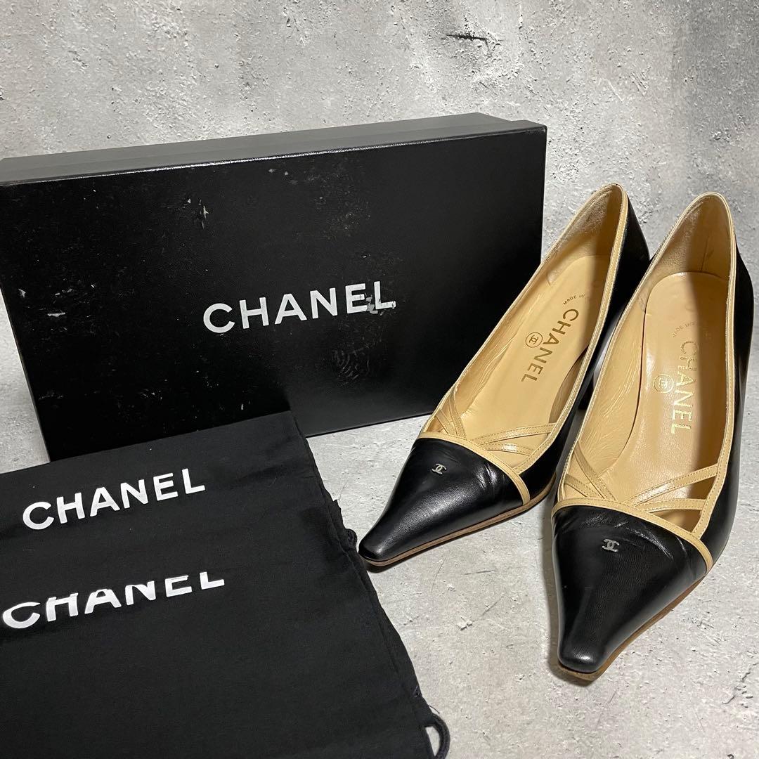 シャネル　CHANEL （35.5） ハイヒールパンプス　ココマーク　バイカラー