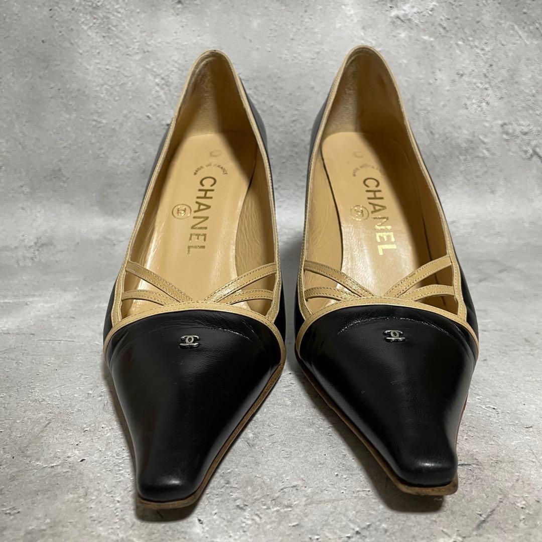 シャネル　CHANEL （35.5） ハイヒールパンプス　ココマーク　バイカラー