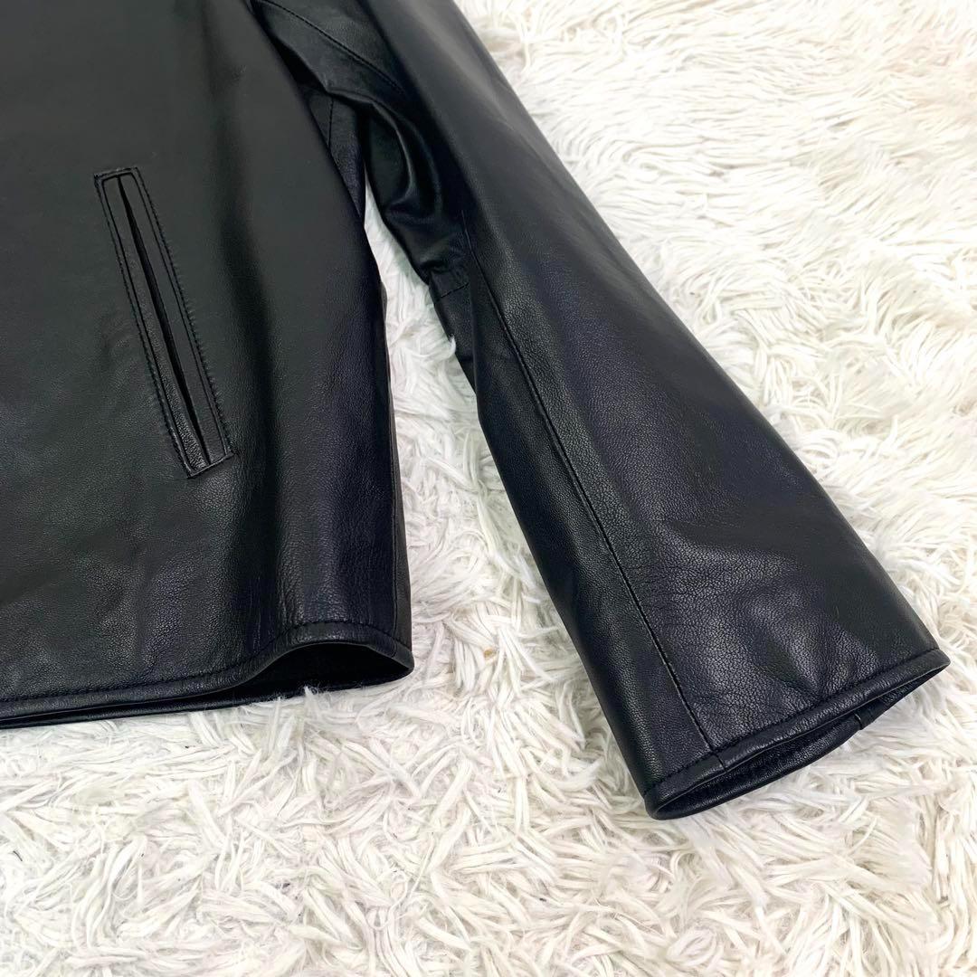 新品タグ付 ナノユニバース シングルレザージャケット ラムレザー 黒 M