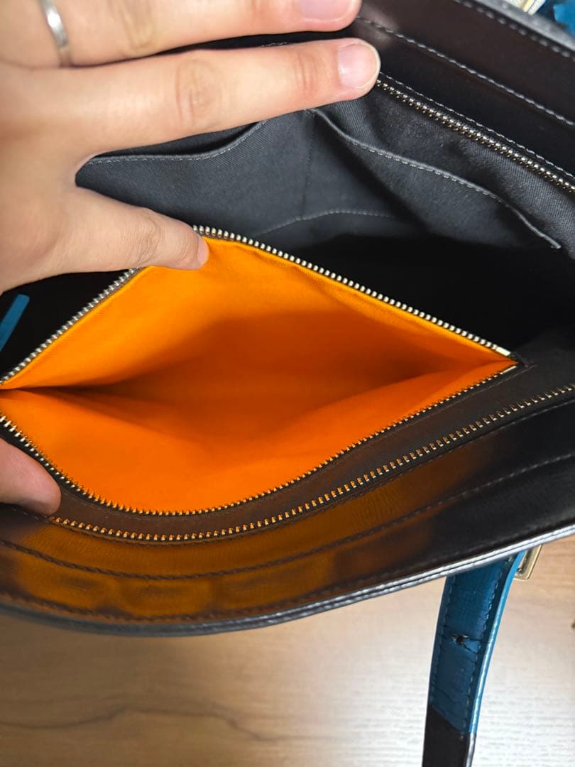 Paul Smith 黒と青のレザートートバッグ