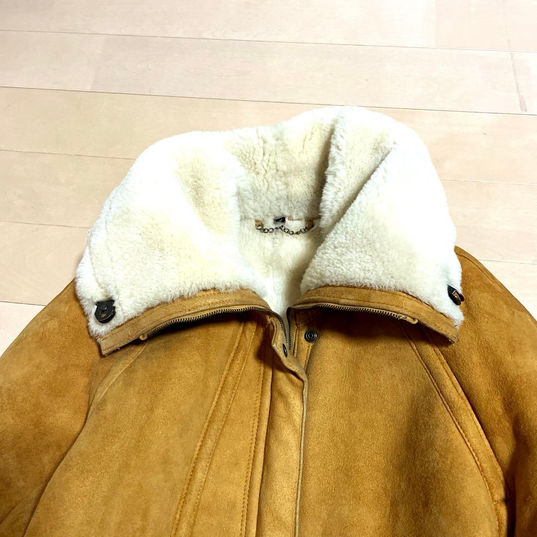 80s！極暖！トルコ製 羊革 ムートンジャケット ボア ランチコート ラムスキン