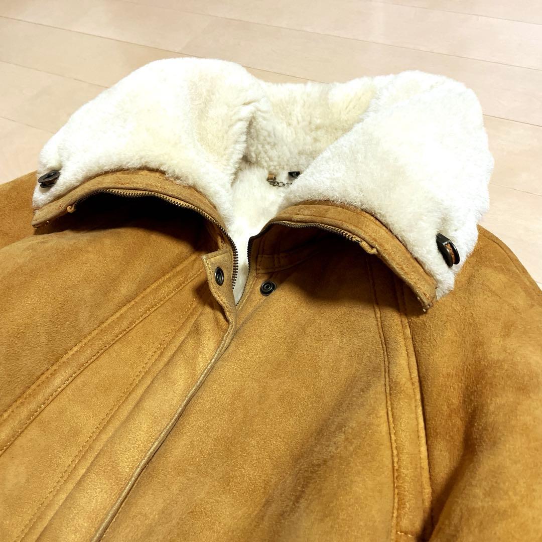 80s！極暖！トルコ製 羊革 ムートンジャケット ボア ランチコート ラムスキン