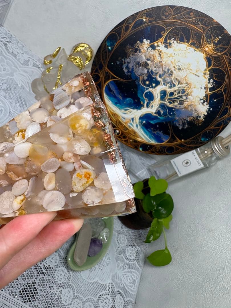 オルゴナイト 五芒星錐 桜瑪瑙