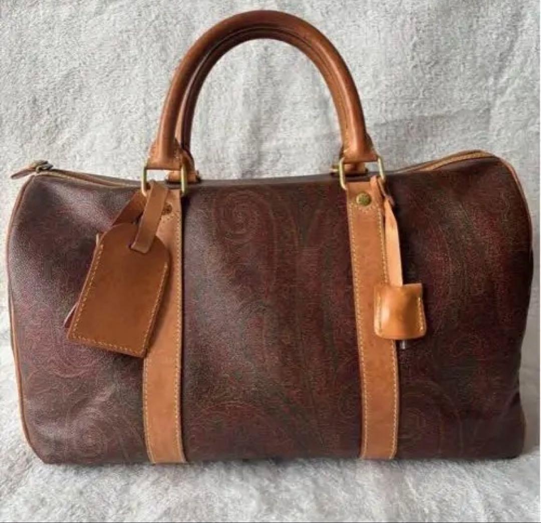 ETRO ブラウン ボストンバッグ ペイズリー柄
