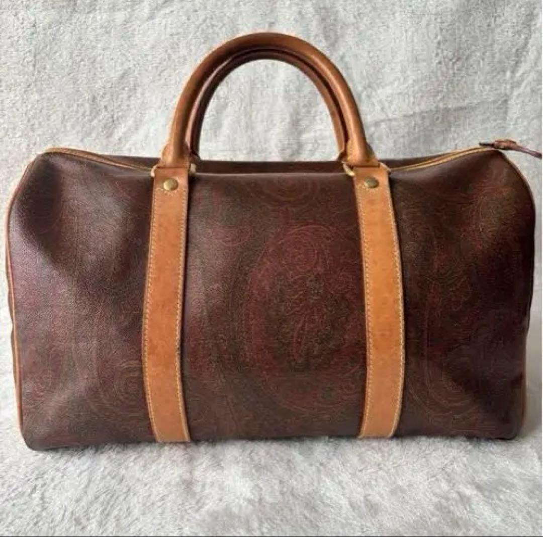 ETRO ブラウン ボストンバッグ ペイズリー柄