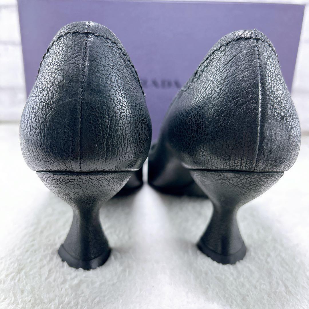 美品✨PRADA　プラダ　レザー　ブラック　23.5㎝