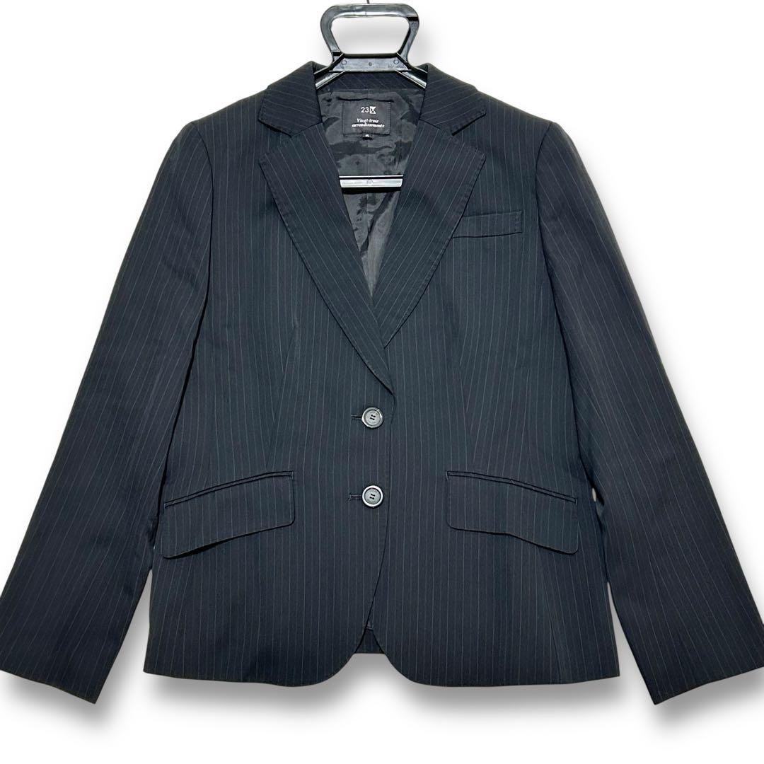23区 46 大きいサイズ パンツスーツ ダークネイビー ストライプ 3XL