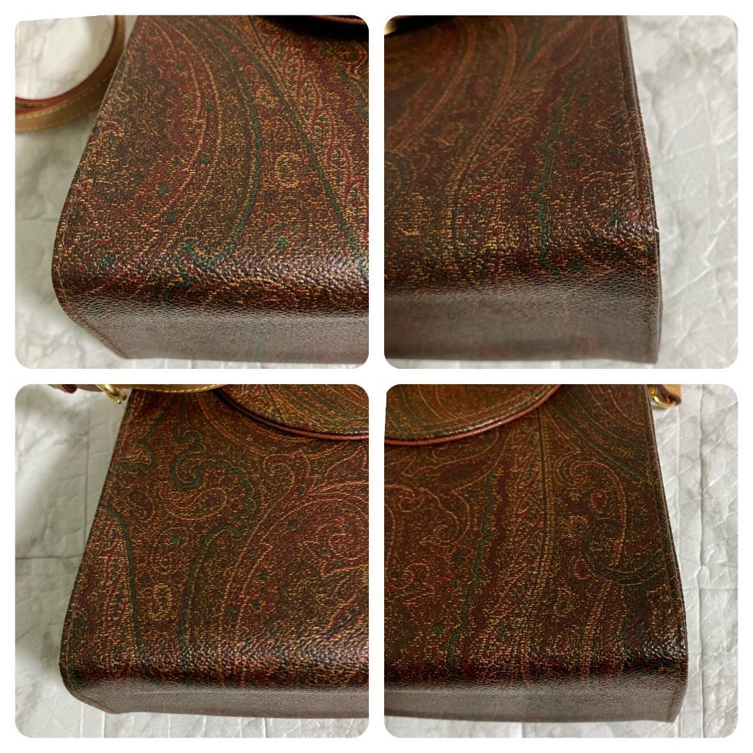極美品◎エトロ ETRO ペイズリー柄 PVC×レザー 2WAY ハンドバッグ