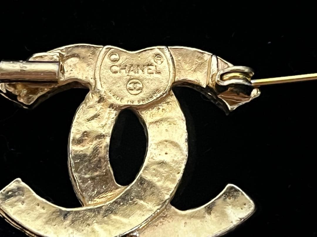 美品 鑑定済 CHANEL シャネル ラインストーンブローチ ゴールド
