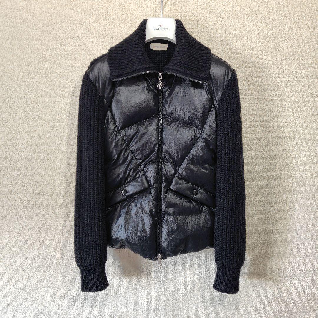 良品 モンクレール ダウン×ニット ハイネックカーディガン レディース 22年