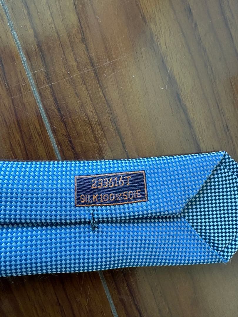 HERMES シルク100% チェック柄ネクタイ