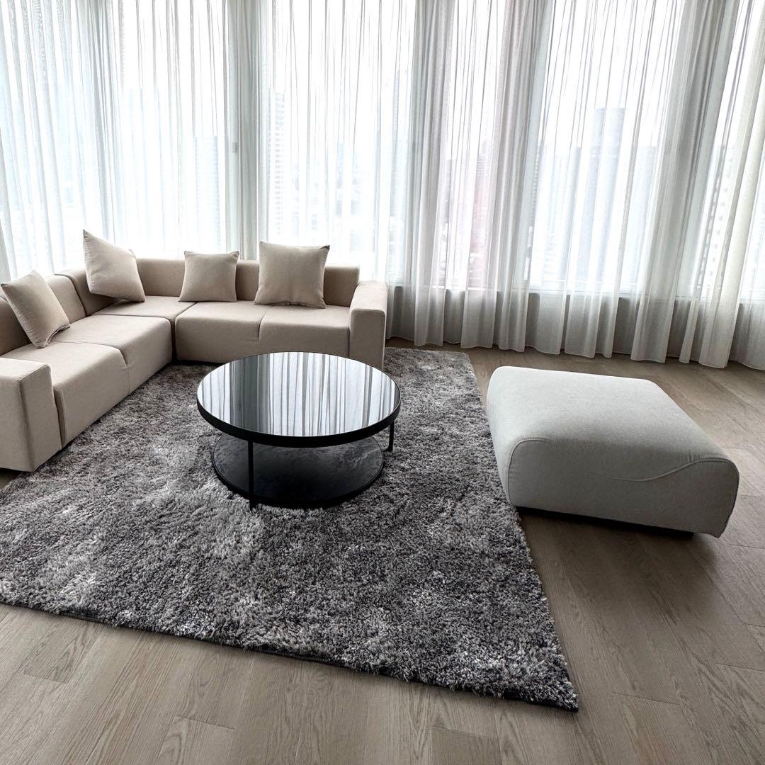 未使用美品 スクエアオットマン ファブリック ライトグレー