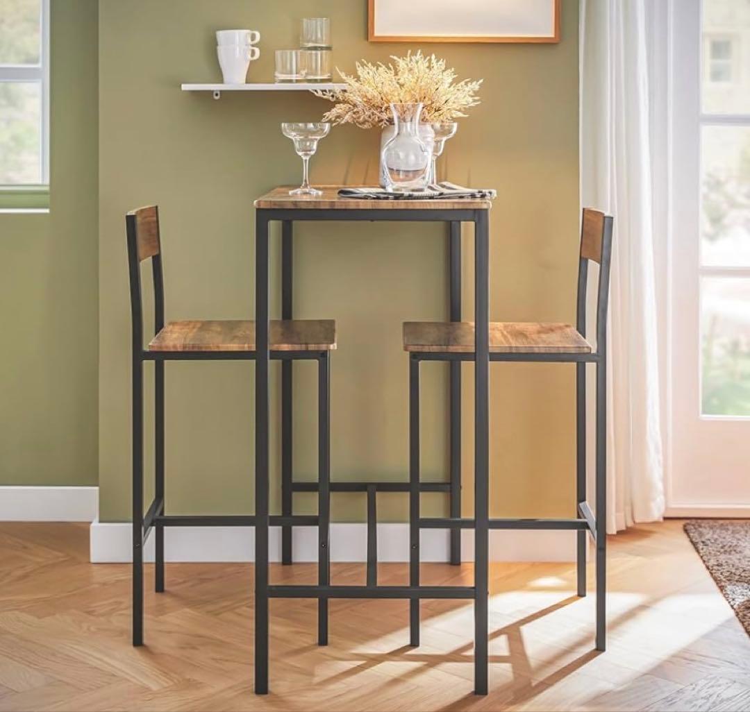 【ろーたす】ドイツ社製ハイカウンターテーブル チェア３点セット