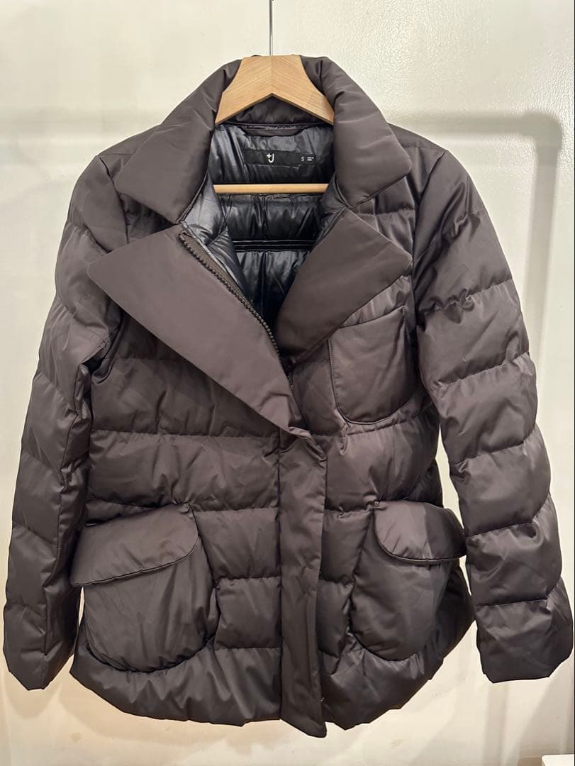 【新品未使用•タグ付✨】ユニクロ +J ダウンジャケット ブラウン 光沢 S