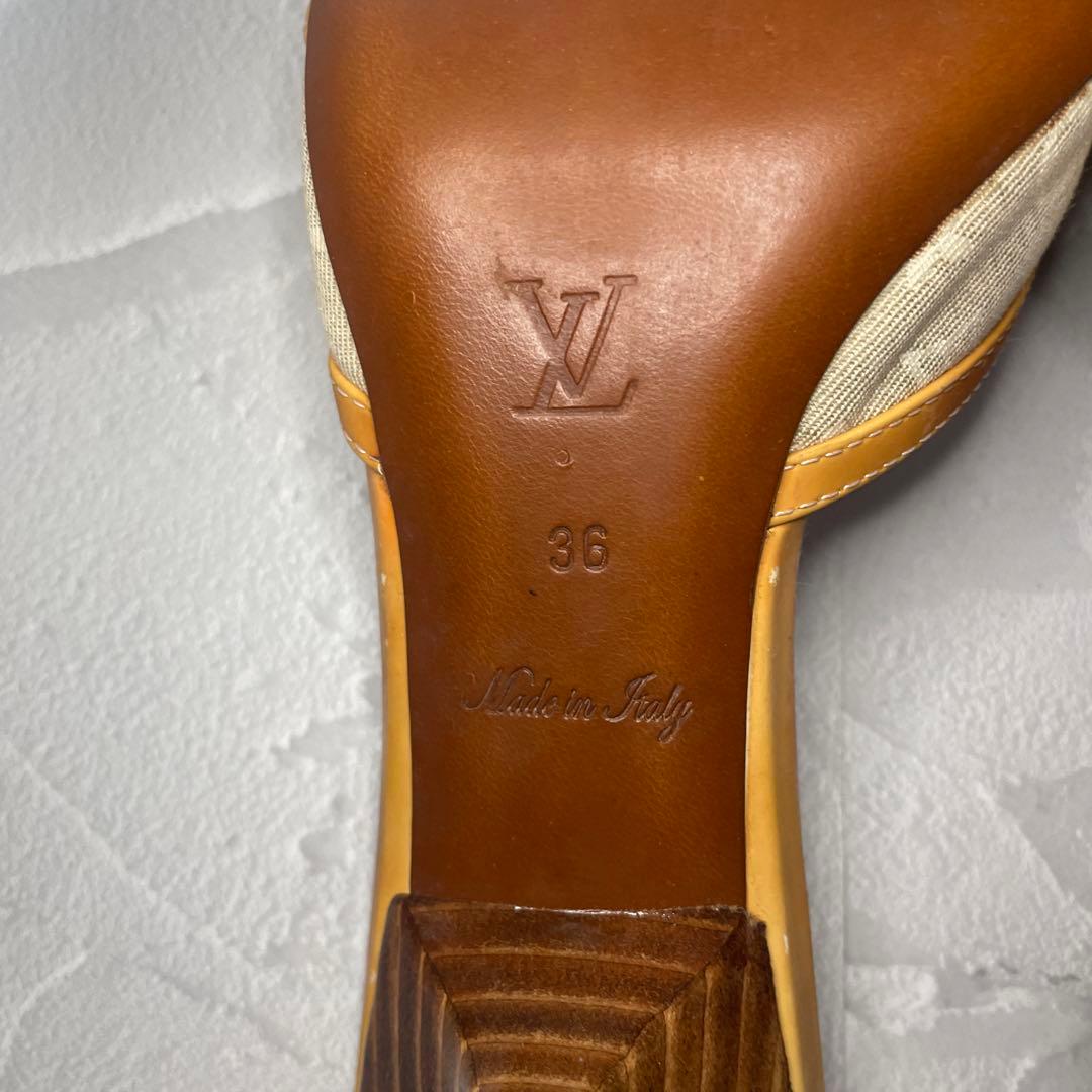 LOUIS VUITTON ミュール シルバー/ベージュ