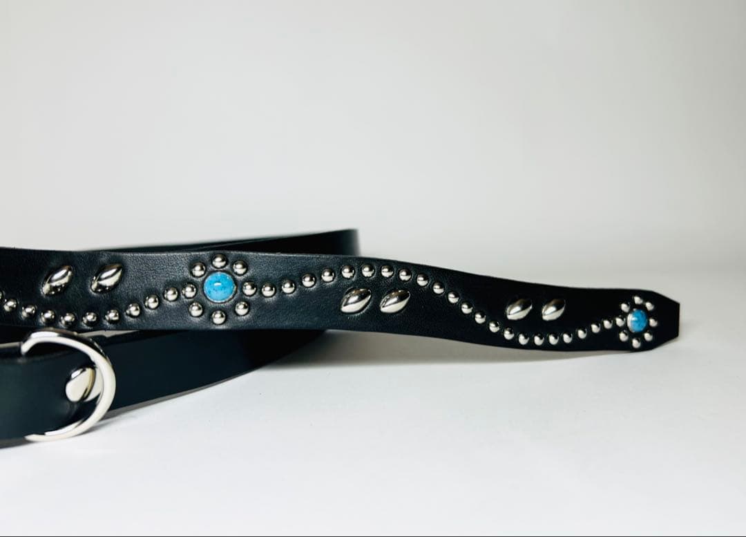 スタッズナローベルト22mm幅　ダブルリーフターコイズ　htcナロー好き