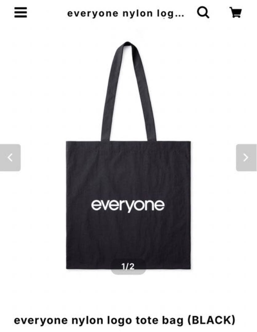 バッグ everyone nylon logo tote black