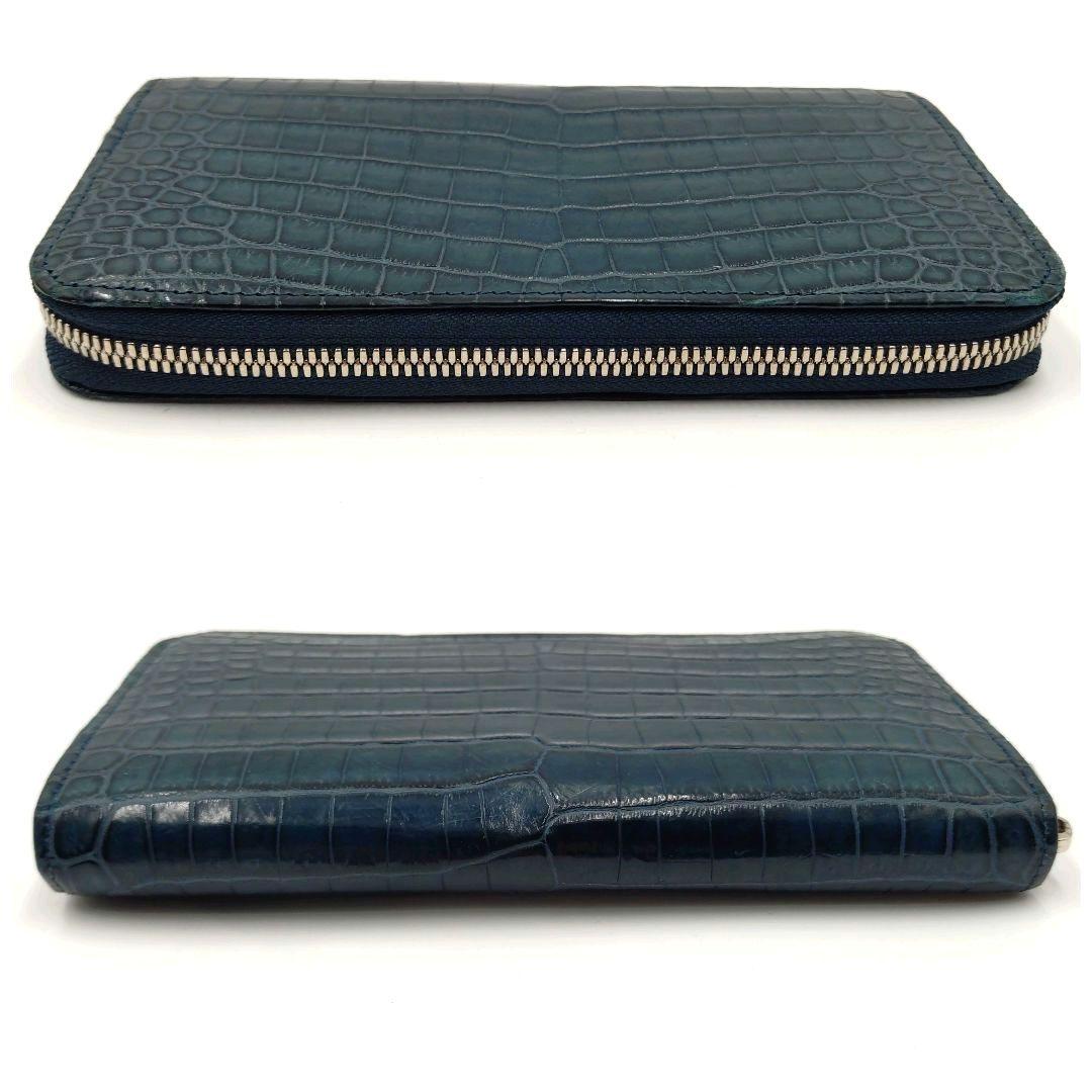 【美品】GAUDIE ガウディ クロコダイル 長財布 JRA ネイビー