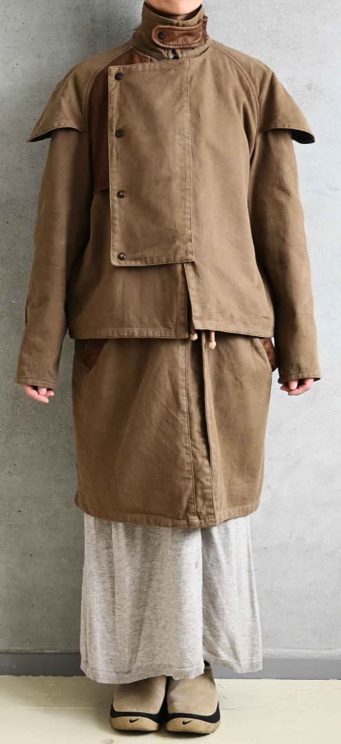 ninja964/スタンドカラー モーターサイクル ミリタリーレザーコート