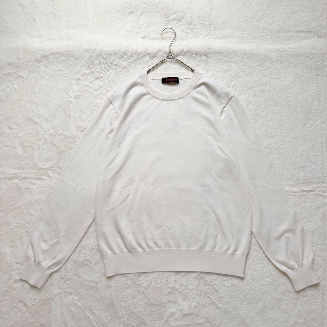 新品✨ CABaN コットンカシミヤプレーンクルーネックプルオーバー ホワイト