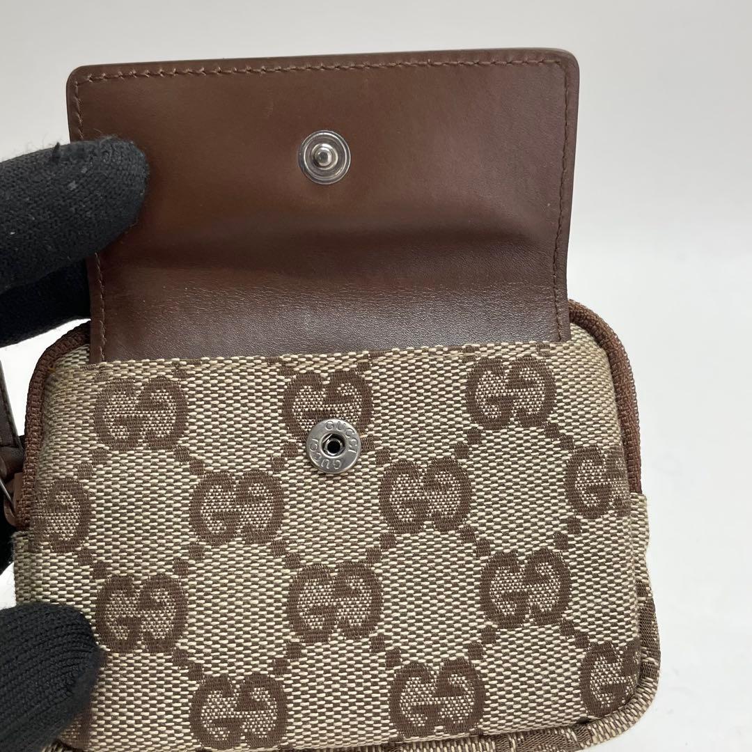 1735 GUCCI グッチ ケース キャンバス ジップ 美品 ブラウン