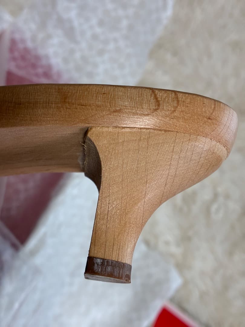 稀少　未使用品　ヴィンテージ　コーチシャロンブルー＆ブラウンレザー木製下駄