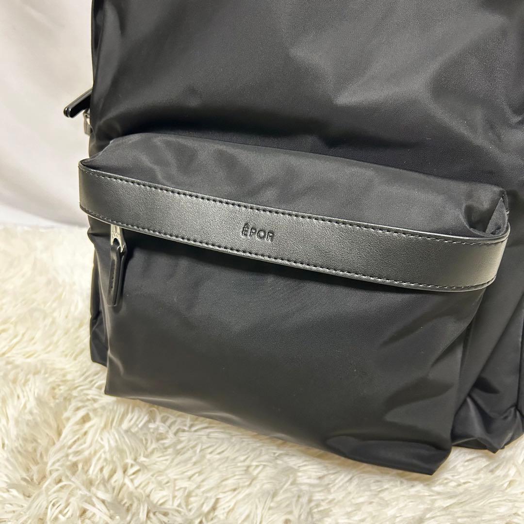 未使用級極美品　EPOR リュック　バックパック　ナイロン　レザー　ブラック