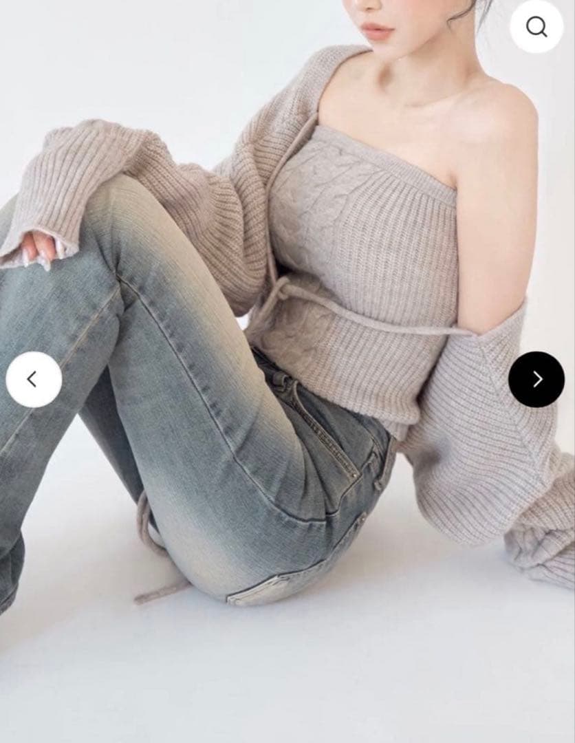 トップス YILON CABLE KNIT BOLERO BARE SET