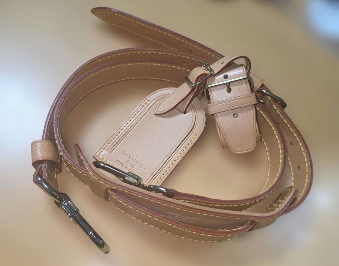 ルイヴィトン　バンドリエールレザーショルダーストラップ、ポワニエ、ネームタグ