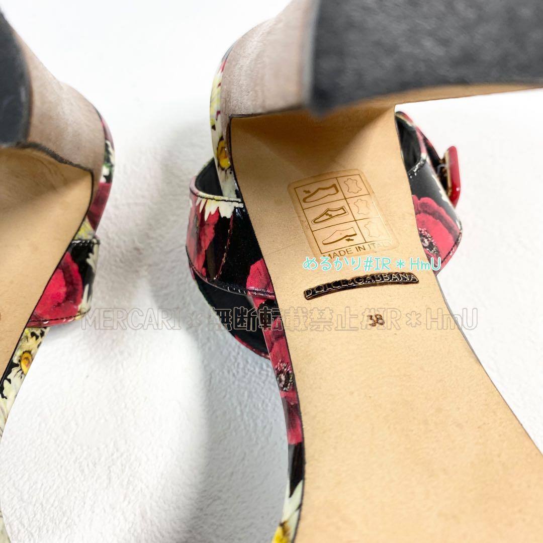 DOLCE&GABBANA 花柄　ハイヒール　サンダル　アンクルストラップ　38