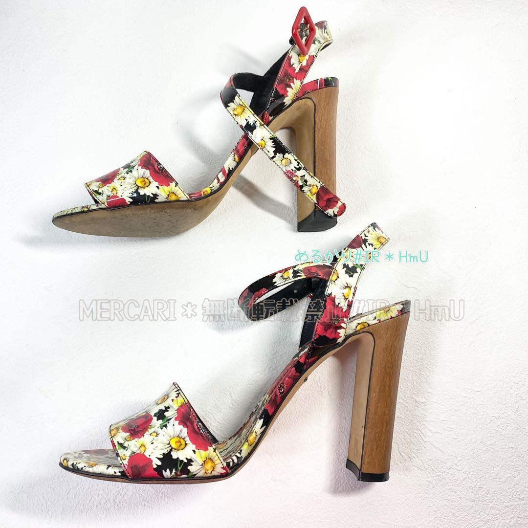 DOLCE&GABBANA 花柄　ハイヒール　サンダル　アンクルストラップ　38