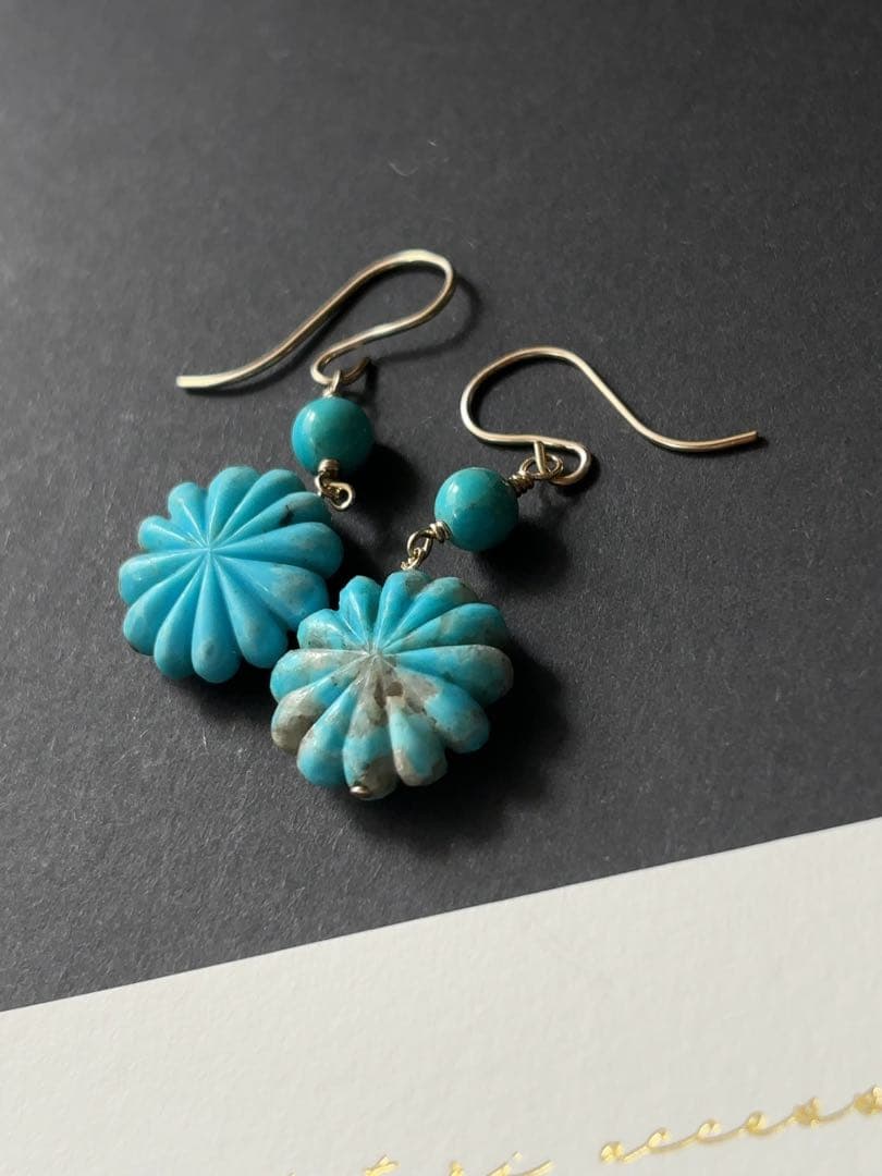 アリゾナターコイズフラワーピアス R6426