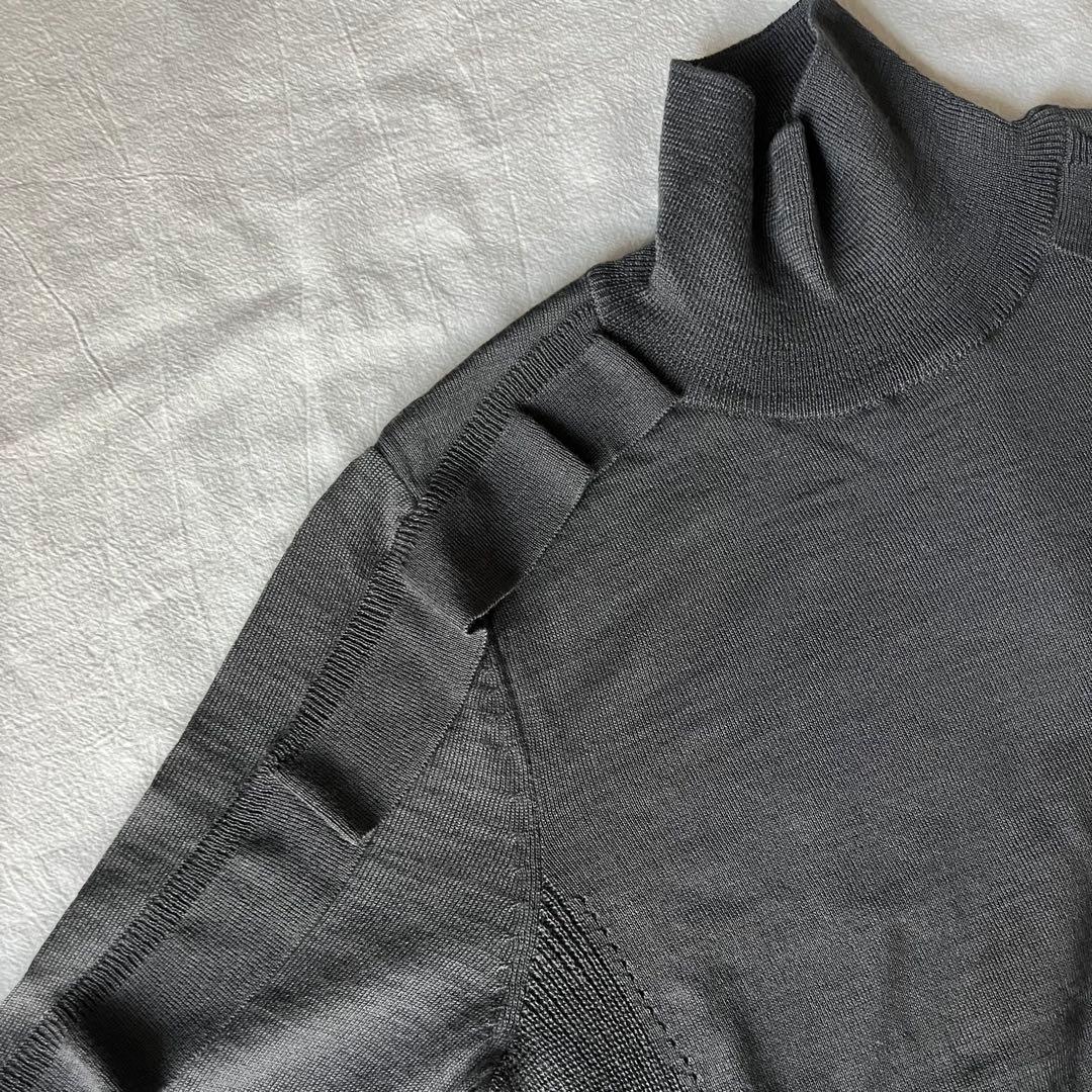 YONFA フラッシータートルニット　charcoal gray