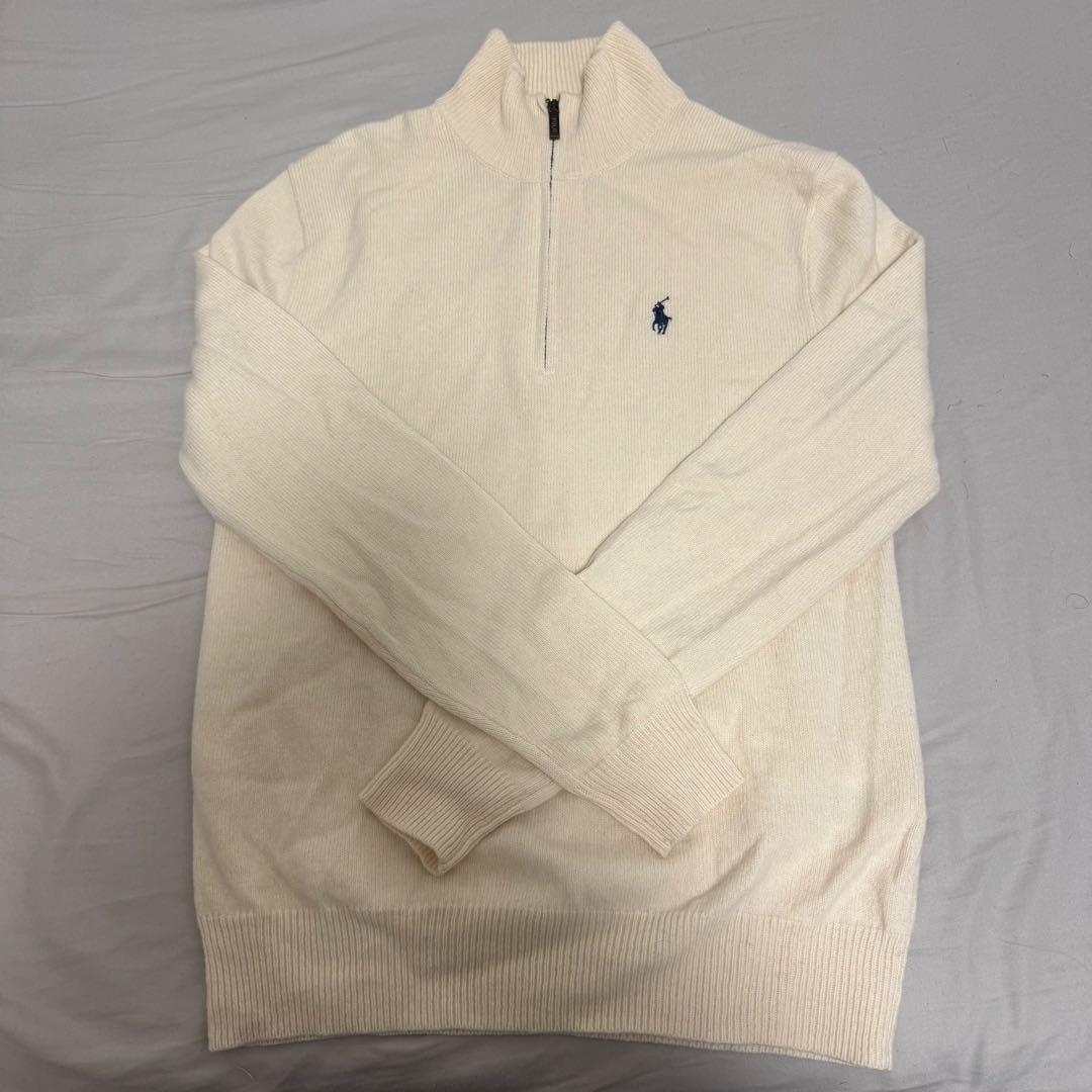 ポロラルフローレン ハーフジップ ニット セーター ポニー刺繍 S アイボリー