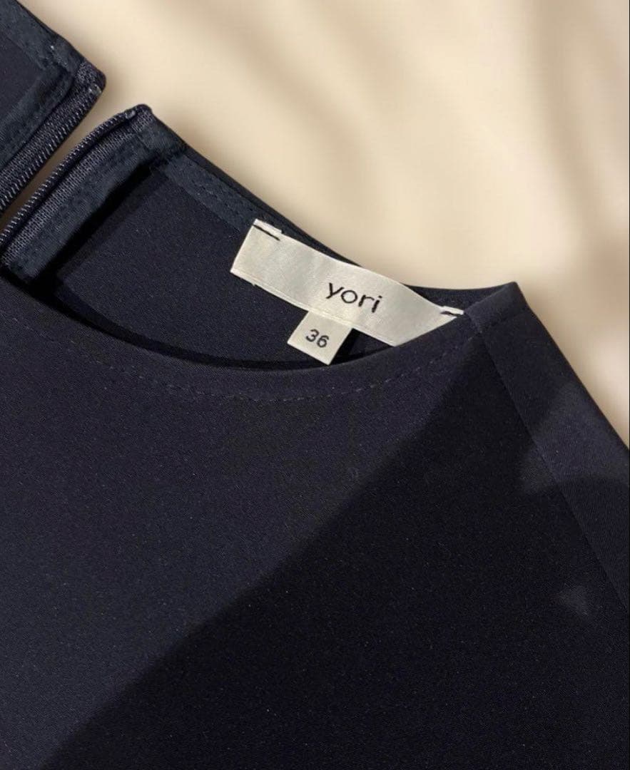 yori ヨリ ブラウス カットソー ネイビー レディース フリル プルオーバー