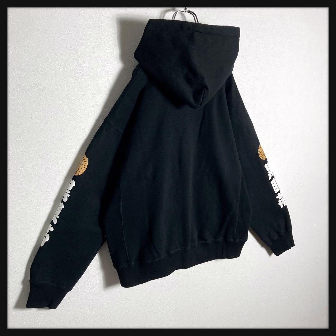 【美品】ブラックアイパッチ★黒帯眼ロゴ入りパーカー パイルロゴ 希少デザイン