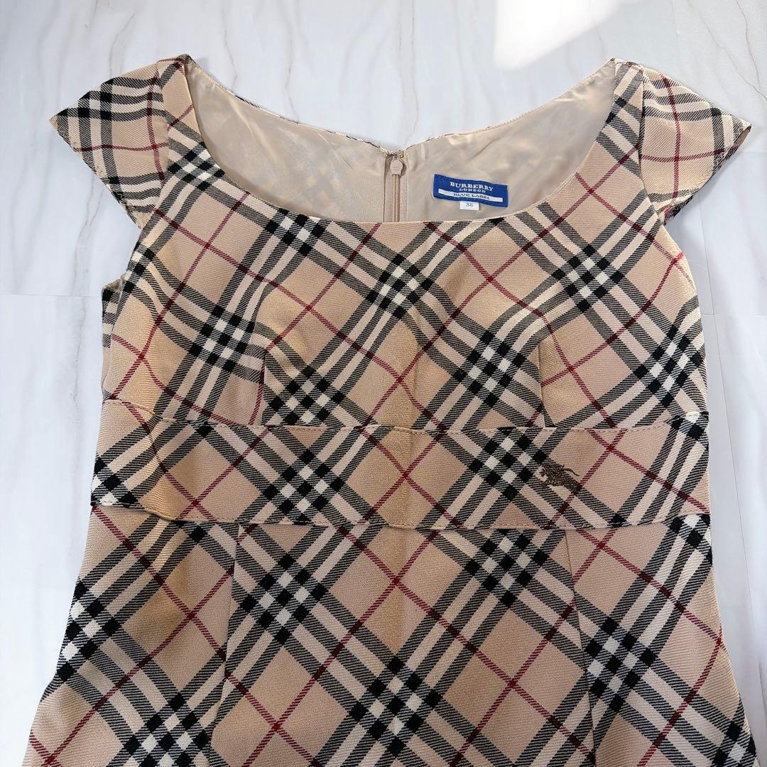 バーバリーブルーレーベル ワンピース ホースロゴ刺繍 ノバチェック 38 Y2K
