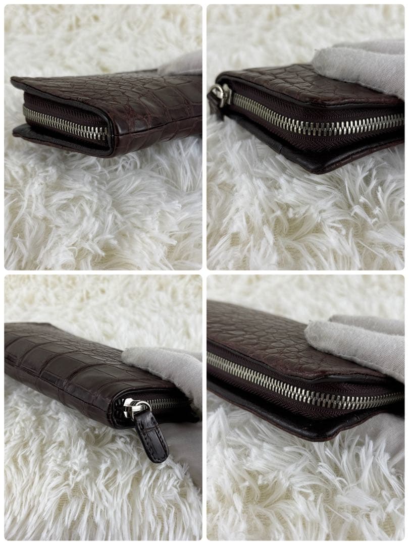 【極美品】ムータ クロコダイル 長財布 ラウンドジップ マットクロコ ブラウン